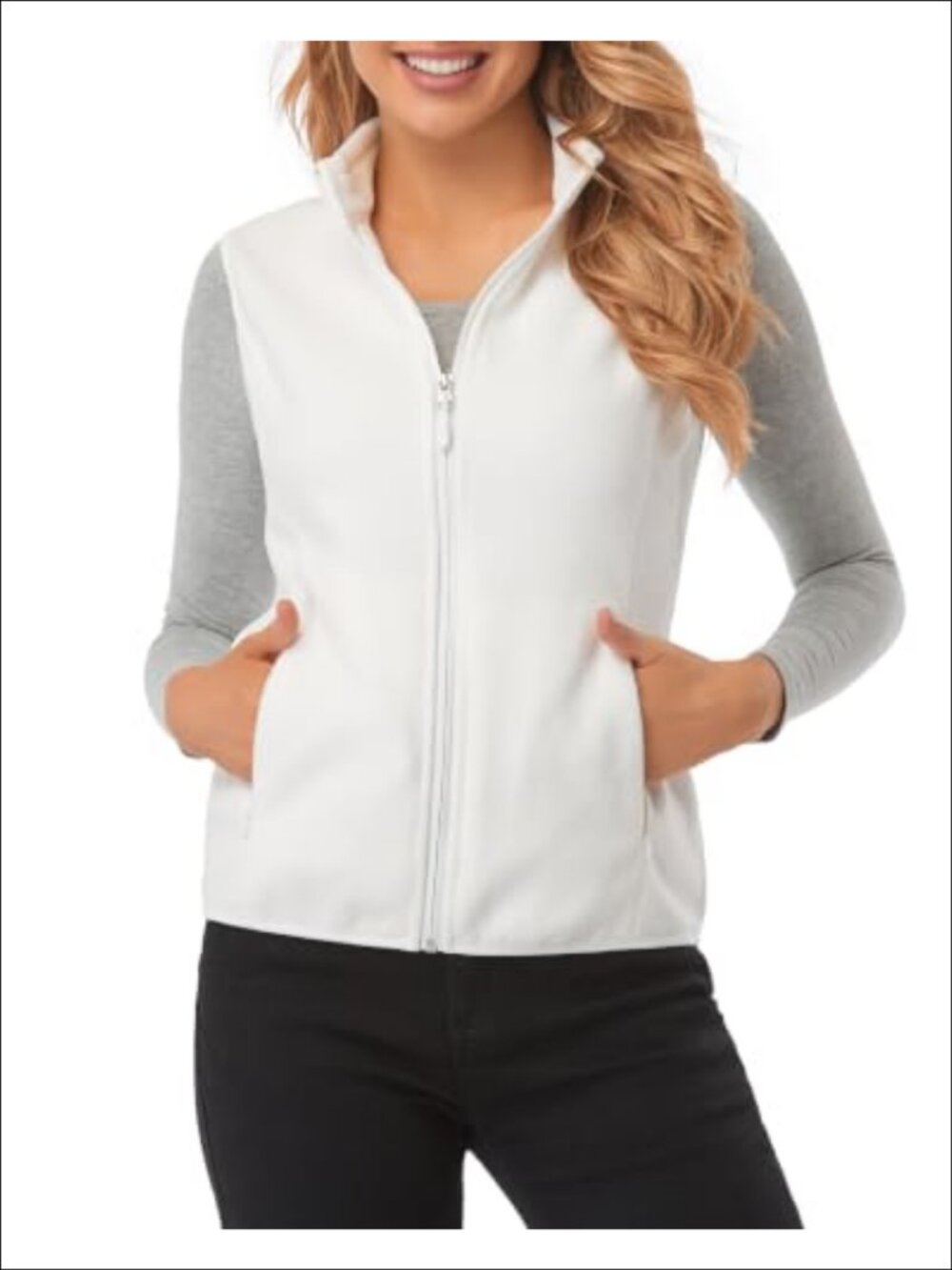 Women's Fleece Vest Zip Pockets Sleeveless Lightweight Layering